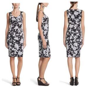 White House Black Market Instantly Slimming Black Floral Tank Dress Size 4P NWT